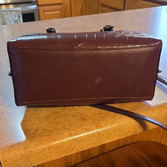 Coach Burgundy Croc-Embossed Leather Tote - Picture 3 of 5